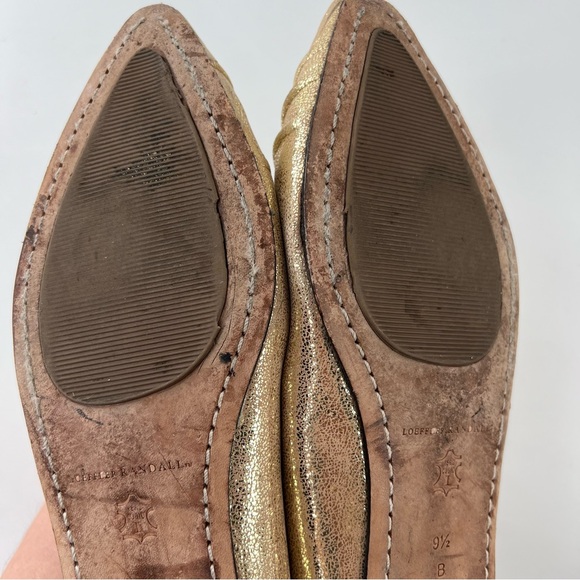 Leoffler Randall Gold Metallic Crackle Pointed Flats 9.5 - Picture 12 of 14